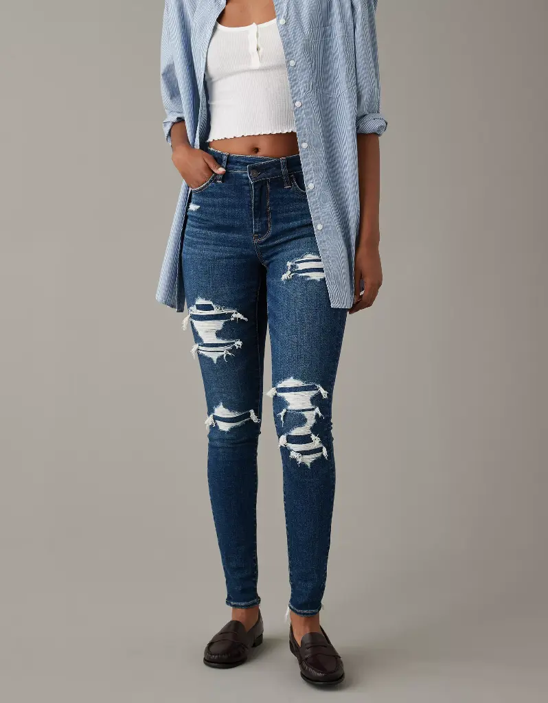 AE JEGGING CINTURA ALTA C/PARCHES 4853
